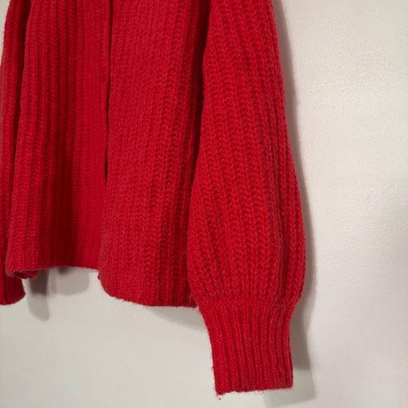 Sezane Emile Cardigan Red Knit Jumper Alpaca Wool - Picture 9 of 10
